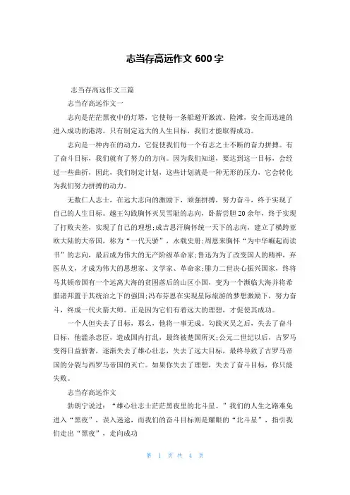 志当存高远作文600字