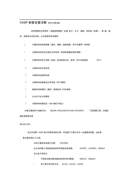 VASP参数设置详解