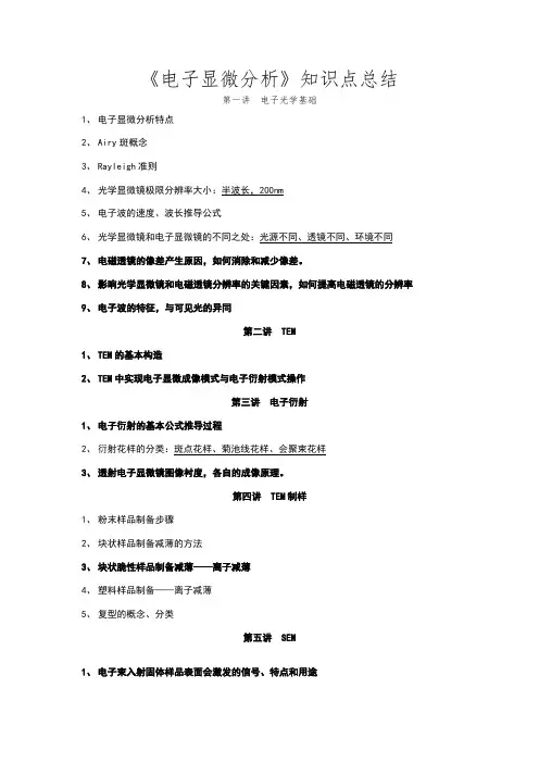 电子显微分析总结