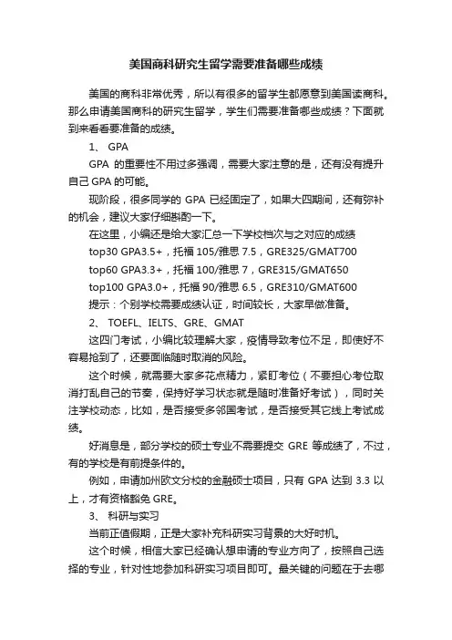 美国商科研究生留学需要准备哪些成绩