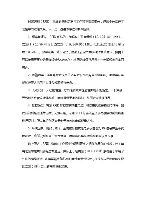 射频识别距离和频率关系