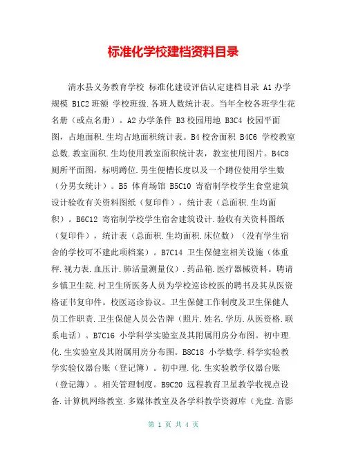 标准化学校建档资料目录