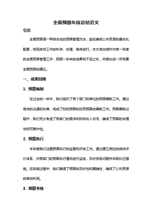 全面预算年度总结范文