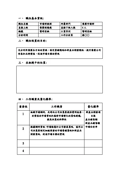 工作说明书范本