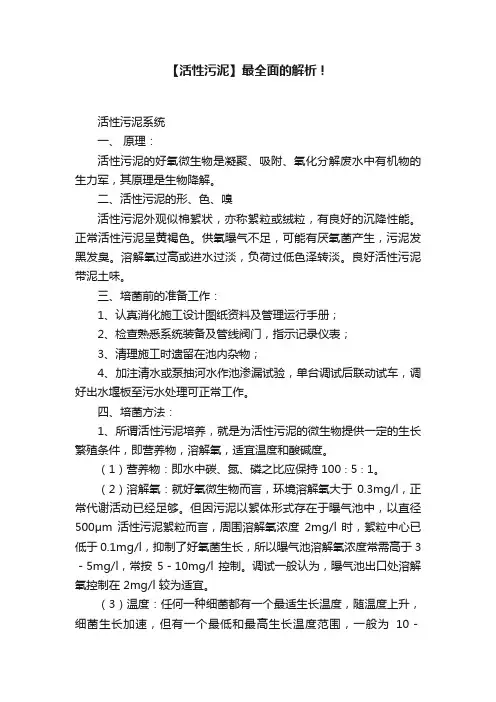 【活性污泥】最全面的解析！