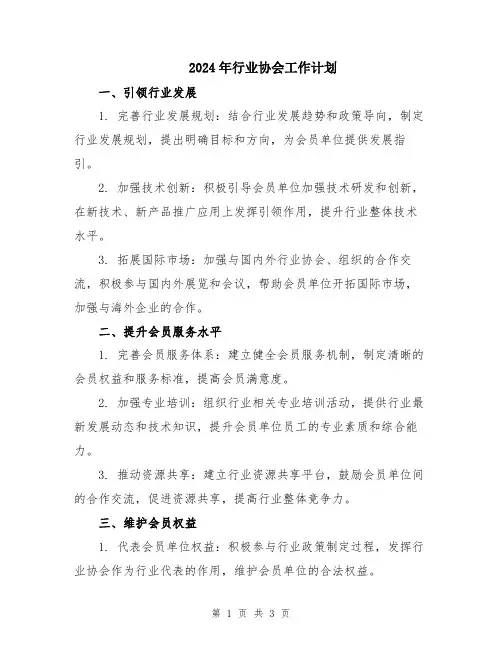 2024年行业协会工作计划
