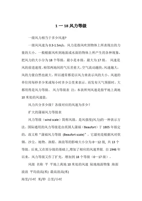 1一18风力等级