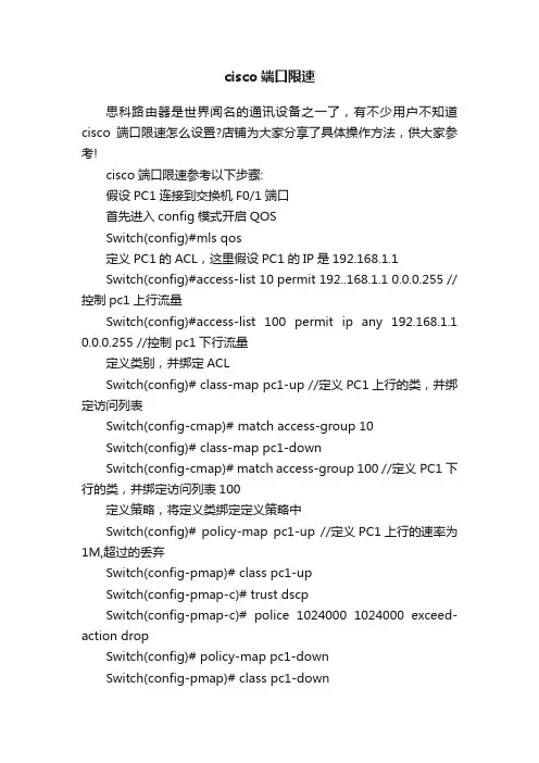 cisco端口限速