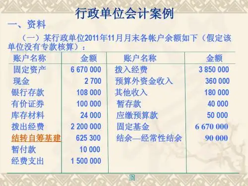 第三篇____行政单位会计案例答案