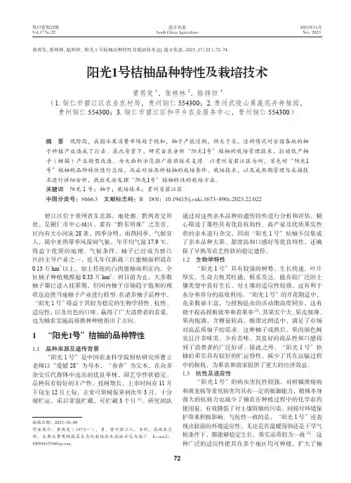 阳光1号桔柚品种特性及栽培技术