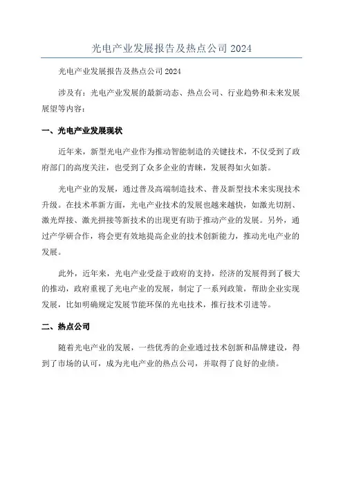 光电产业发展报告及热点公司2024