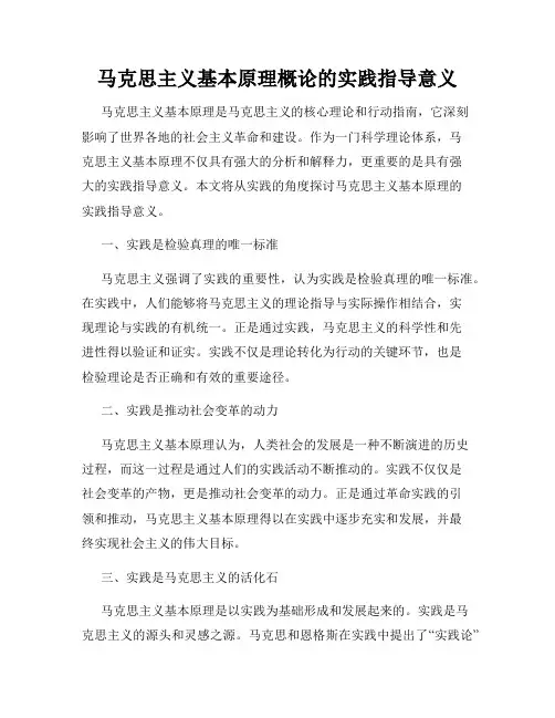 马克思主义基本原理概论的实践指导意义