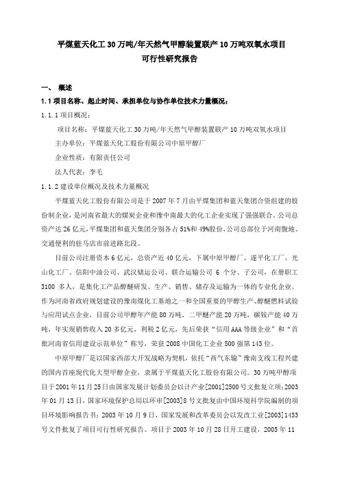 双氧水项目可研报告