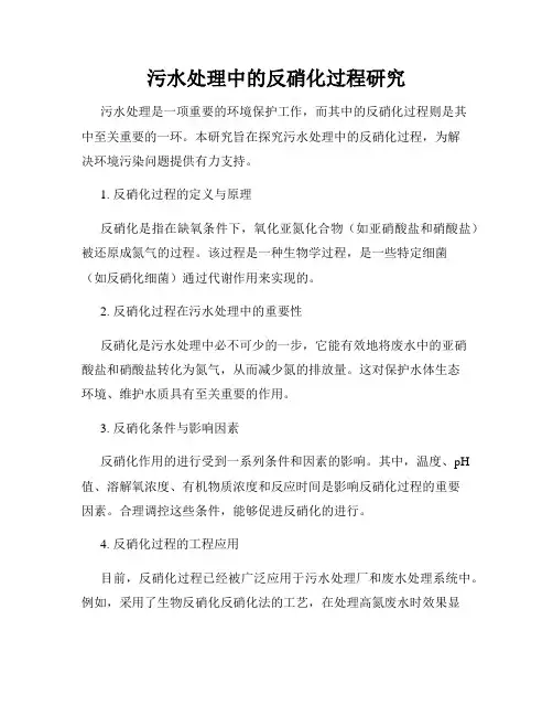 污水处理中的反硝化过程研究
