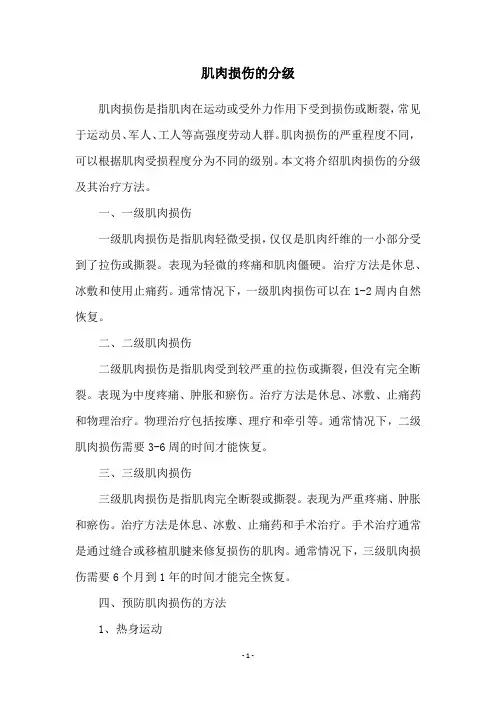 肌肉损伤的分级