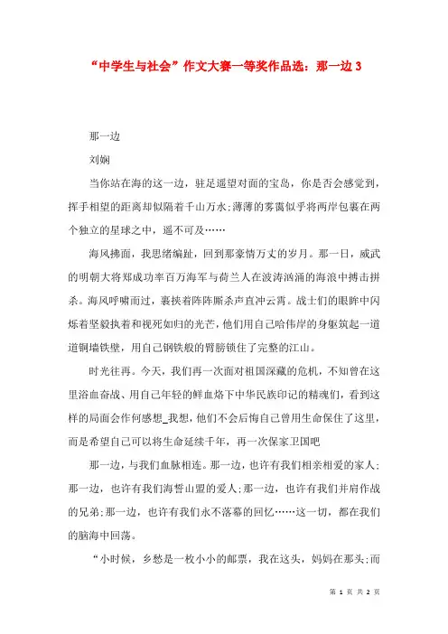 “中学生与社会”作文大赛一等奖作品选：那一边3