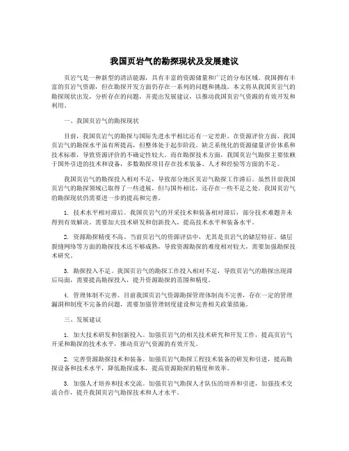 我国页岩气的勘探现状及发展建议
