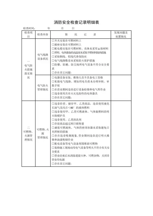 消防安全检查记录明细表