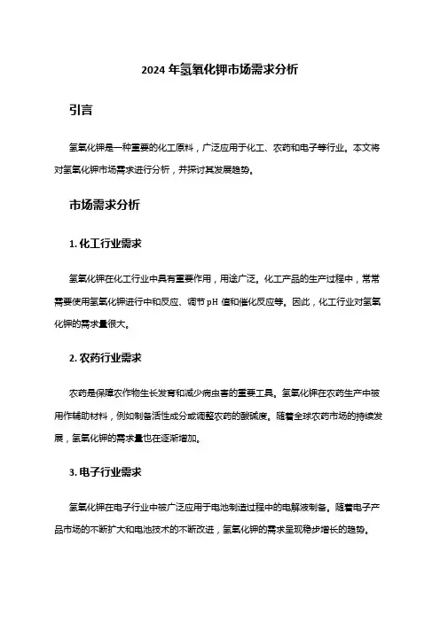 2024年氢氧化钾市场需求分析