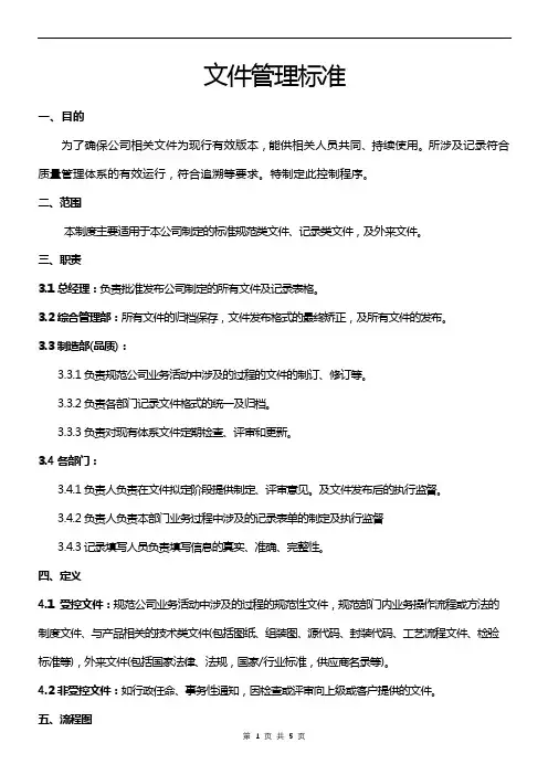 文件管理标准V1.0