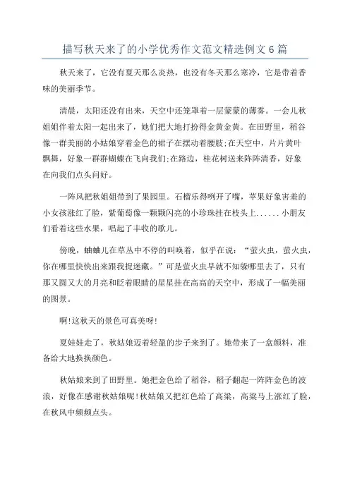 描写秋天来了的小学优秀作文范文精选例文6篇
