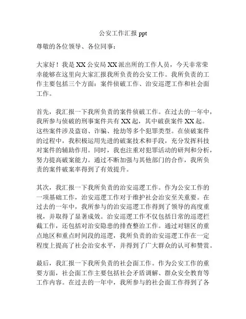 公安工作汇报ppt