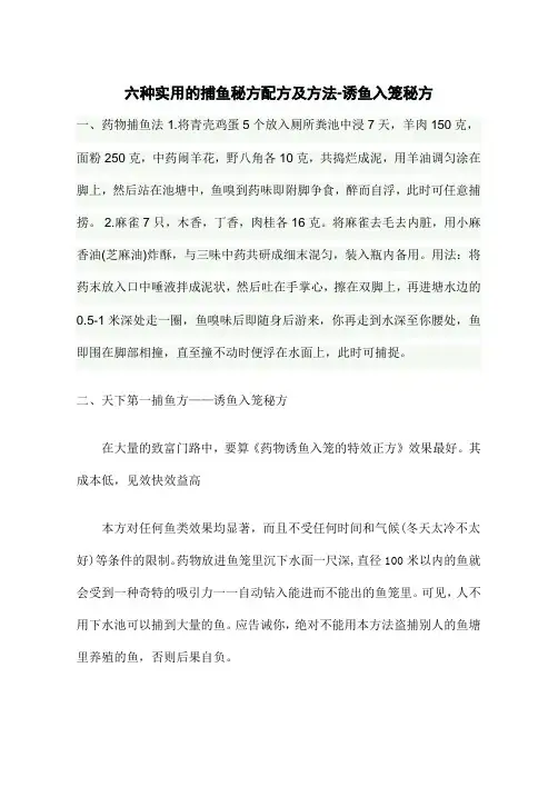 六种实用的捕鱼秘方配方及方法