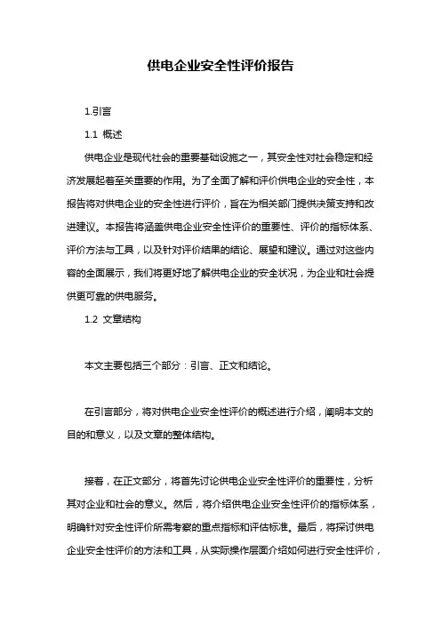 供电企业安全性评价报告