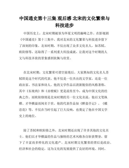 中国通史第十三集 观后感 北宋的文化繁荣与科技进步