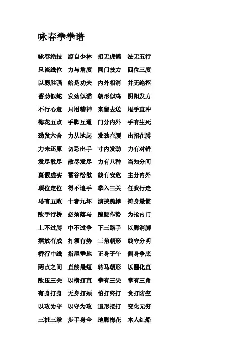 咏春拳拳谱[新版]