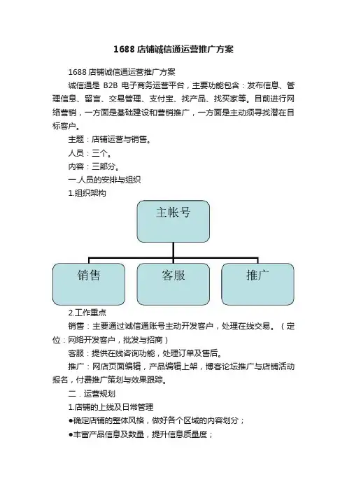 1688店铺诚信通运营推广方案