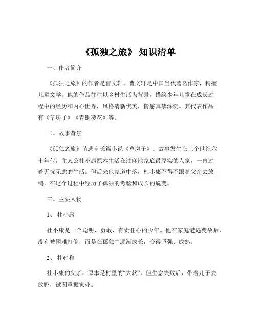 《孤独之旅》 知识清单