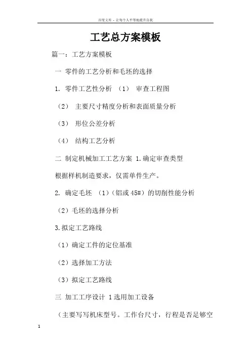 工艺总方案模板