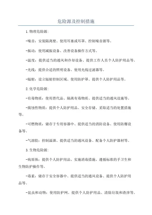 危险源及控制措施