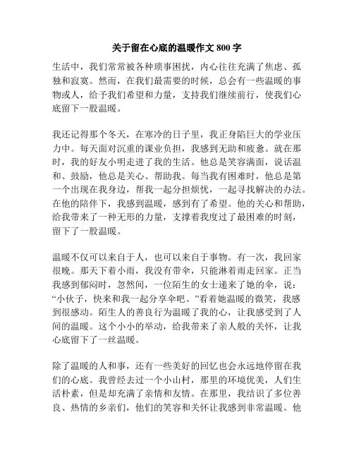 关于留在心底的温暖作文800字