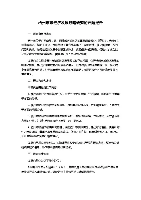 梧州市域经济发展战略研究的开题报告