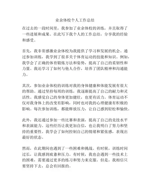 业余体校个人工作总结