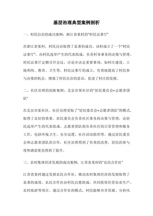基层治理典型案例剖析