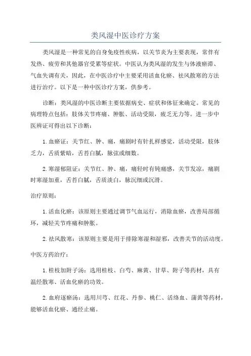 类风湿中医诊疗方案