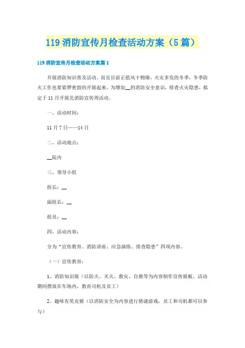 119消防宣传月检查活动方案(5篇)