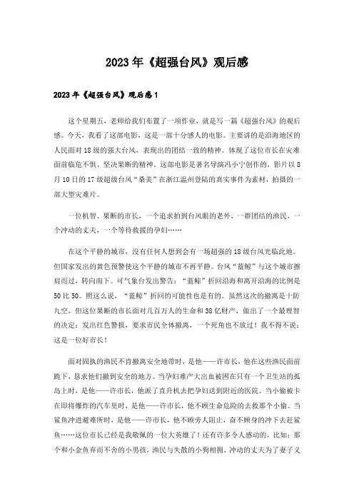 2023年《超强台风》观后感