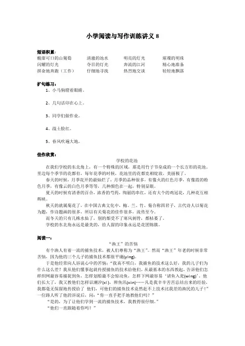 小学阅读与写作训练讲义8