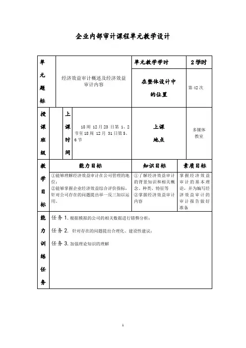 经济效益审计概述及经济效益审计设计