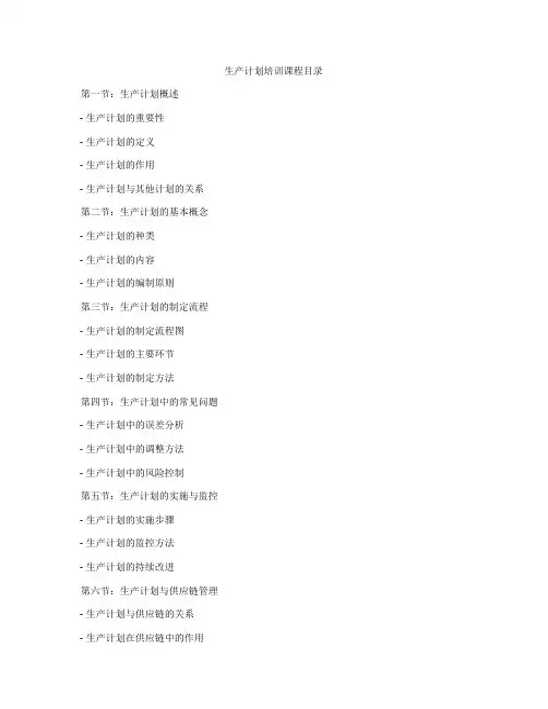 生产计划培训课程目录