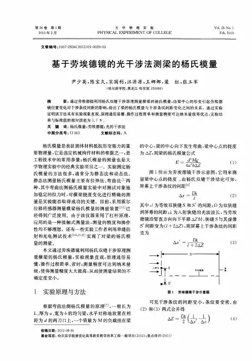 基于劳埃德镜的光干涉法测梁的杨氏模量