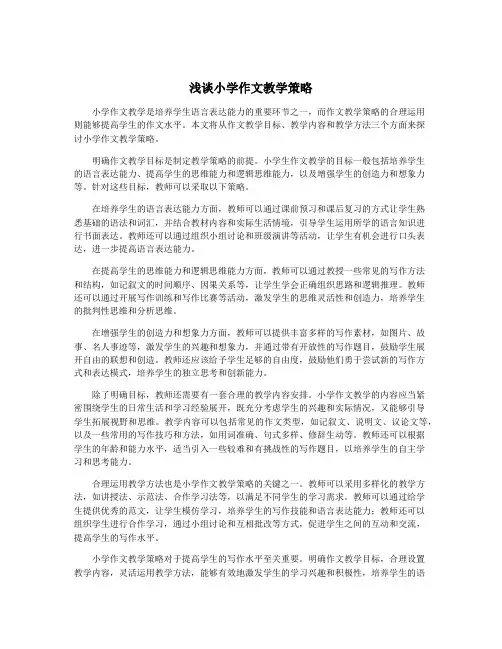 浅谈小学作文教学策略