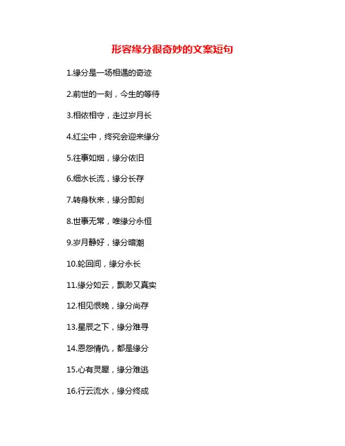 形容缘分很奇妙的文案短句