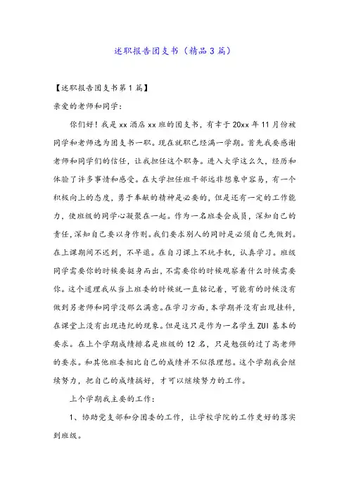 述职报告团支书(精品3篇)