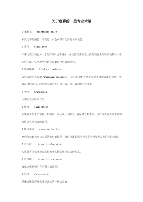 关于色彩的一些专业术语