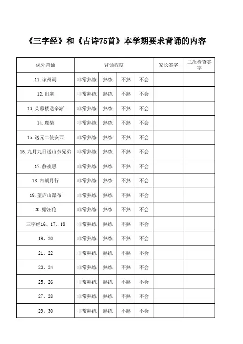 一语下作业表格